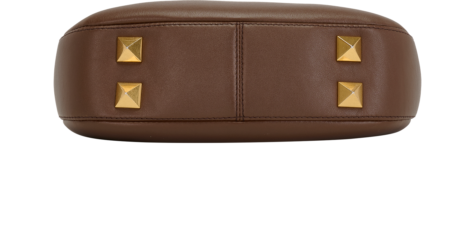 V Logo Studded Shoulder Bag, &pound;550, Handbags, Brown, Leather, Top view